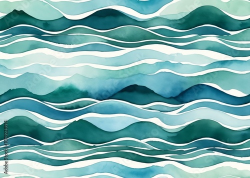 Serene Azure Abyss: Abstract Watercolor Ocean Dreamscape