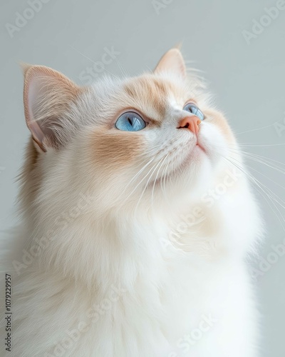 Portrait of a Ragdoll Cat with Striking Blue Eyes and Soft Fluffy Coat, Perfect for Cat Lovers and Feline Enthusiasts