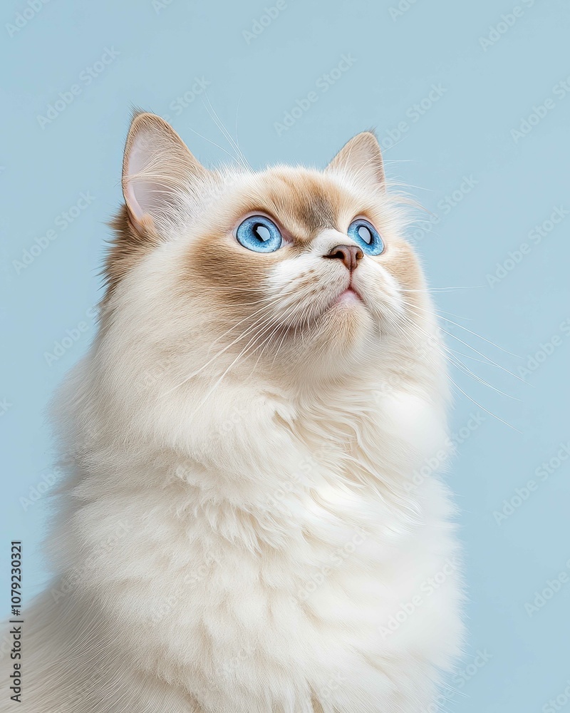 Portrait of a Ragdoll Cat with Striking Blue Eyes and Soft Fluffy Coat, Perfect for Cat Lovers and Feline Enthusiasts
Portrait of a Ragdoll Cat with Striking Blue Eyes and Soft Fluffy Coat, Perfect for Cat Lovers and Feline Enthusiasts