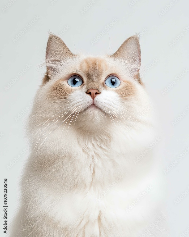 Portrait of a Ragdoll Cat with Striking Blue Eyes and Soft Fluffy Coat, Perfect for Cat Lovers and Feline Enthusiasts
Portrait of a Ragdoll Cat with Striking Blue Eyes and Soft Fluffy Coat, Perfect for Cat Lovers and Feline Enthusiasts