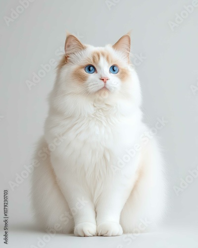 Portrait of a Ragdoll Cat with Striking Blue Eyes and Soft Fluffy Coat, Perfect for Cat Lovers and Feline Enthusiasts

