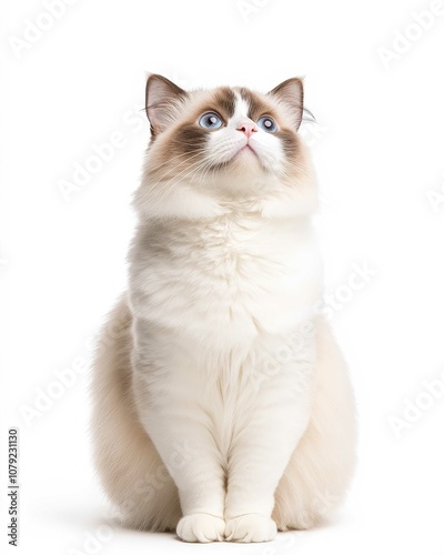 Portrait of a Ragdoll Cat with Striking Blue Eyes and Soft Fluffy Coat, Perfect for Cat Lovers and Feline Enthusiasts

