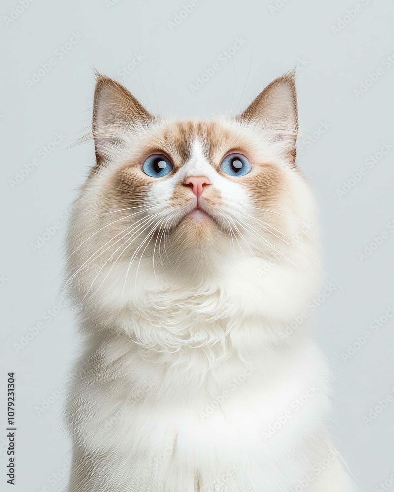 Portrait of a Ragdoll Cat with Striking Blue Eyes and Soft Fluffy Coat, Perfect for Cat Lovers and Feline Enthusiasts
Portrait of a Ragdoll Cat with Striking Blue Eyes and Soft Fluffy Coat, Perfect for Cat Lovers and Feline Enthusiasts