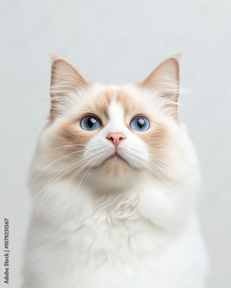 Portrait of a Ragdoll Cat with Striking Blue Eyes and Soft Fluffy Coat, Perfect for Cat Lovers and Feline Enthusiasts
Portrait of a Ragdoll Cat with Striking Blue Eyes and Soft Fluffy Coat, Perfect for Cat Lovers and Feline Enthusiasts