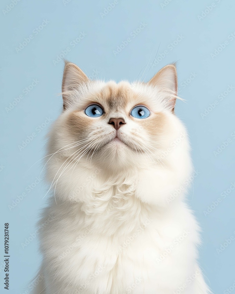 Portrait of a Ragdoll Cat with Striking Blue Eyes and Soft Fluffy Coat, Perfect for Cat Lovers and Feline Enthusiasts
Portrait of a Ragdoll Cat with Striking Blue Eyes and Soft Fluffy Coat, Perfect for Cat Lovers and Feline Enthusiasts