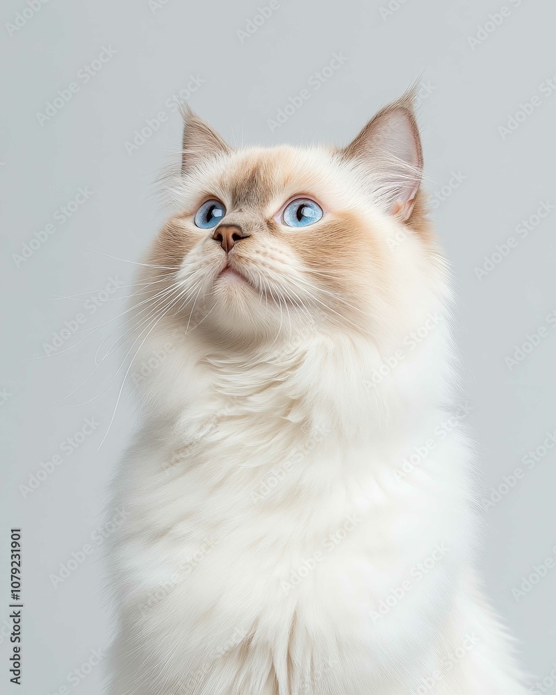 Portrait of a Ragdoll Cat with Striking Blue Eyes and Soft Fluffy Coat, Perfect for Cat Lovers and Feline Enthusiasts
Portrait of a Ragdoll Cat with Striking Blue Eyes and Soft Fluffy Coat, Perfect for Cat Lovers and Feline Enthusiasts
