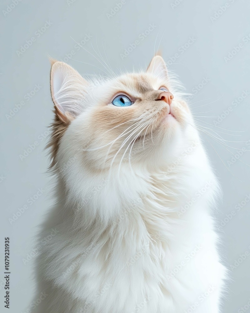 Portrait of a Ragdoll Cat with Striking Blue Eyes and Soft Fluffy Coat, Perfect for Cat Lovers and Feline Enthusiasts
Portrait of a Ragdoll Cat with Striking Blue Eyes and Soft Fluffy Coat, Perfect for Cat Lovers and Feline Enthusiasts