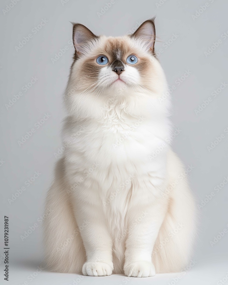Portrait of a Ragdoll Cat with Striking Blue Eyes and Soft Fluffy Coat, Perfect for Cat Lovers and Feline Enthusiasts
Portrait of a Ragdoll Cat with Striking Blue Eyes and Soft Fluffy Coat, Perfect for Cat Lovers and Feline Enthusiasts