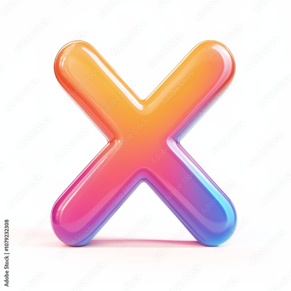 Cartoon 3D Close Icon with Bright Cartoon 3D Close Icon with Bright