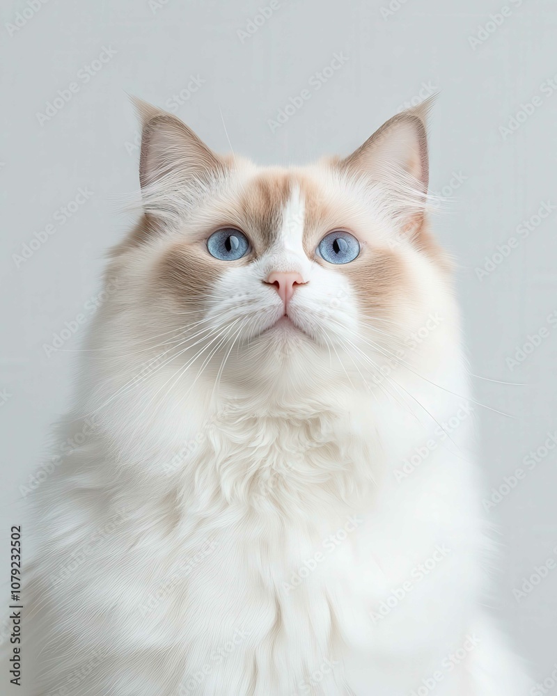 Portrait of a Ragdoll Cat with Striking Blue Eyes and Soft Fluffy Coat, Perfect for Cat Lovers and Feline Enthusiasts
Portrait of a Ragdoll Cat with Striking Blue Eyes and Soft Fluffy Coat, Perfect for Cat Lovers and Feline Enthusiasts