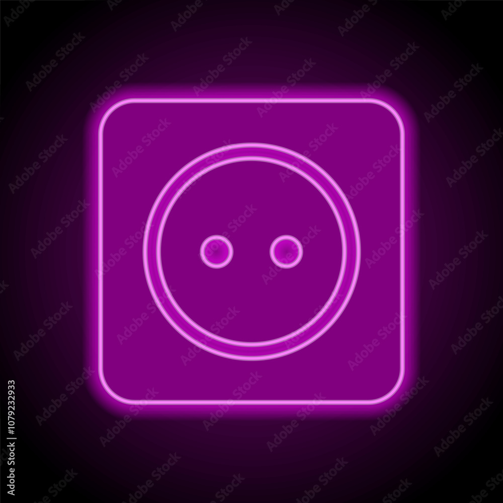 Fototapeta premium Power socket simple icon vector. Flat design. Purple neon on black background