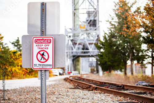 No crossing train tracks warning sign cape Cod Canal Borne Massachusetts 2024 