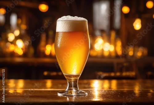 detailed close view foamy beer glass rich golden color bubbling showcasing crisp texture smooth finish, ale, amber, alcohol, aroma, bubble, barley, beverage