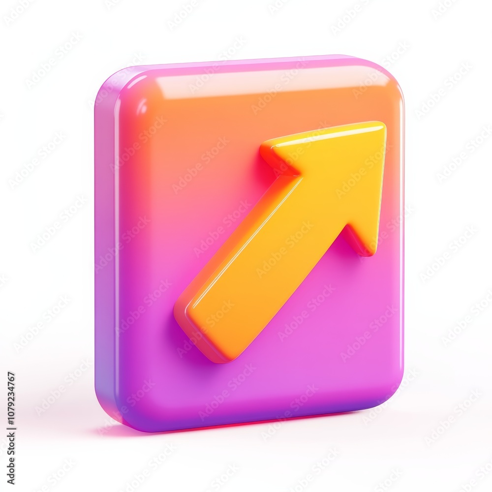 Cartoon 3D Download Icon with Rounded Square and Arrow Cartoon 3D Download Icon with Rounded Square and Arrow