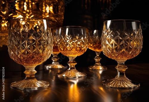 Wallpaper Mural elegant whiskey glasses displayed luxurious dark velvet background highlighting rich textures vibrant glasswork, drinkware, glassware, cocktail, barware Torontodigital.ca