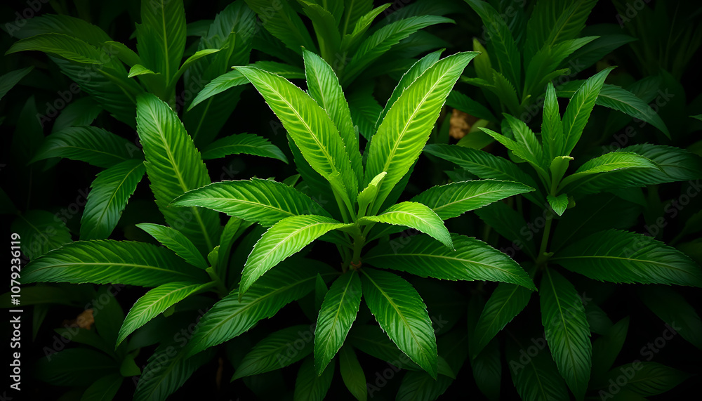 Close-up of lush green leaves showcasing the beauty of pure, unpolluted nature Close-up of lush green leaves showcasing the beauty of pure, unpolluted nature