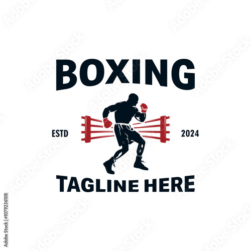 Boxing player silhouette logo design