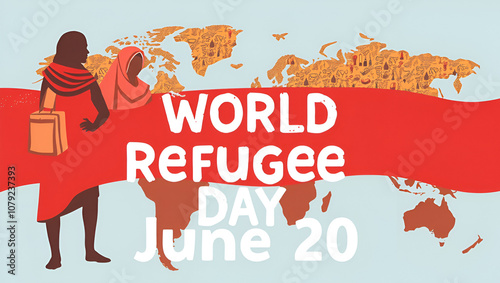 World Refugee Day, international. June 20. Poster, card, banner design photo