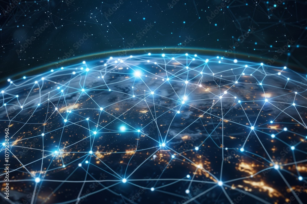 Glowing Network of Lights on Planet Earth Glowing Network of Lights on Planet Earth