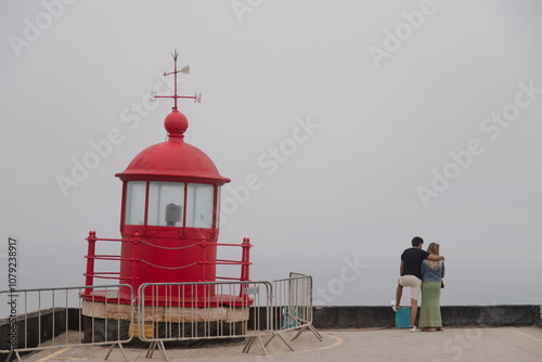 The famous Nazaré beach in cloudy weather