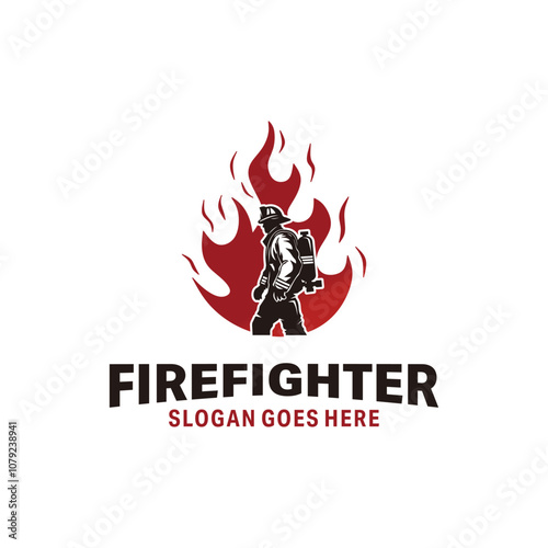 Firefighter logo template Premium Vector