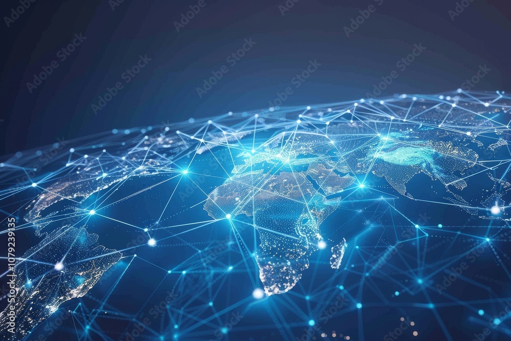 Fototapeta premium Glowing Global Network: A Visually Stunning Depiction of Worldwide Connectivity