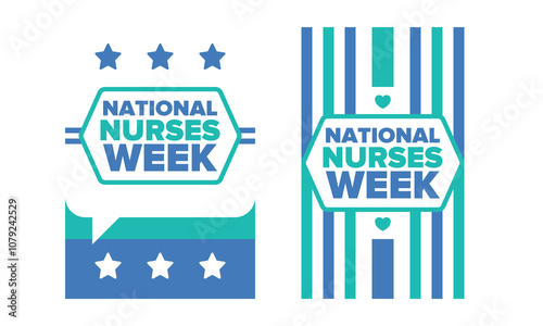 National Nurses Week. Thank you nurses. Medical and health care concept. Fighters against viruses and diseases. In honour of the doctors. Celebrated annual in United States. Vector illustration poster
