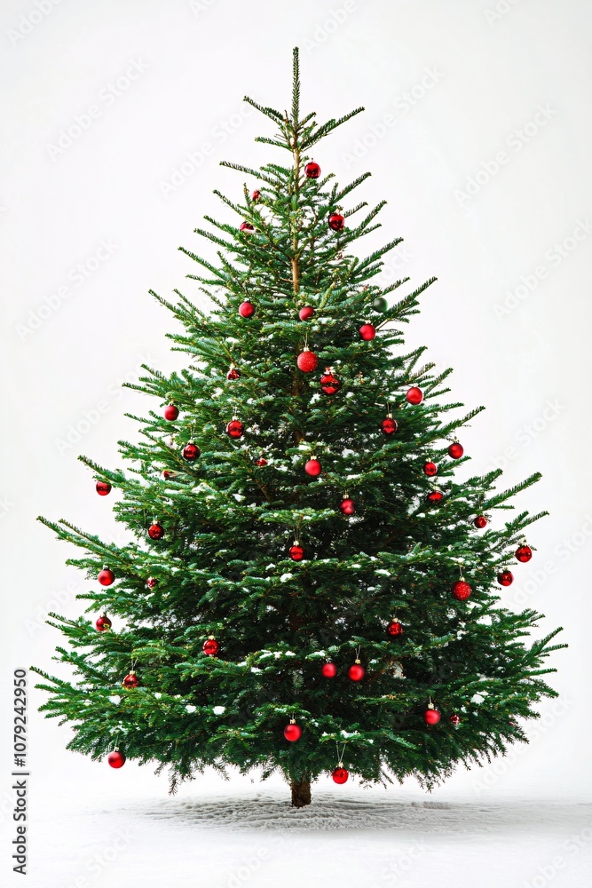 Fototapeta premium Christmas tree, detailed, white background