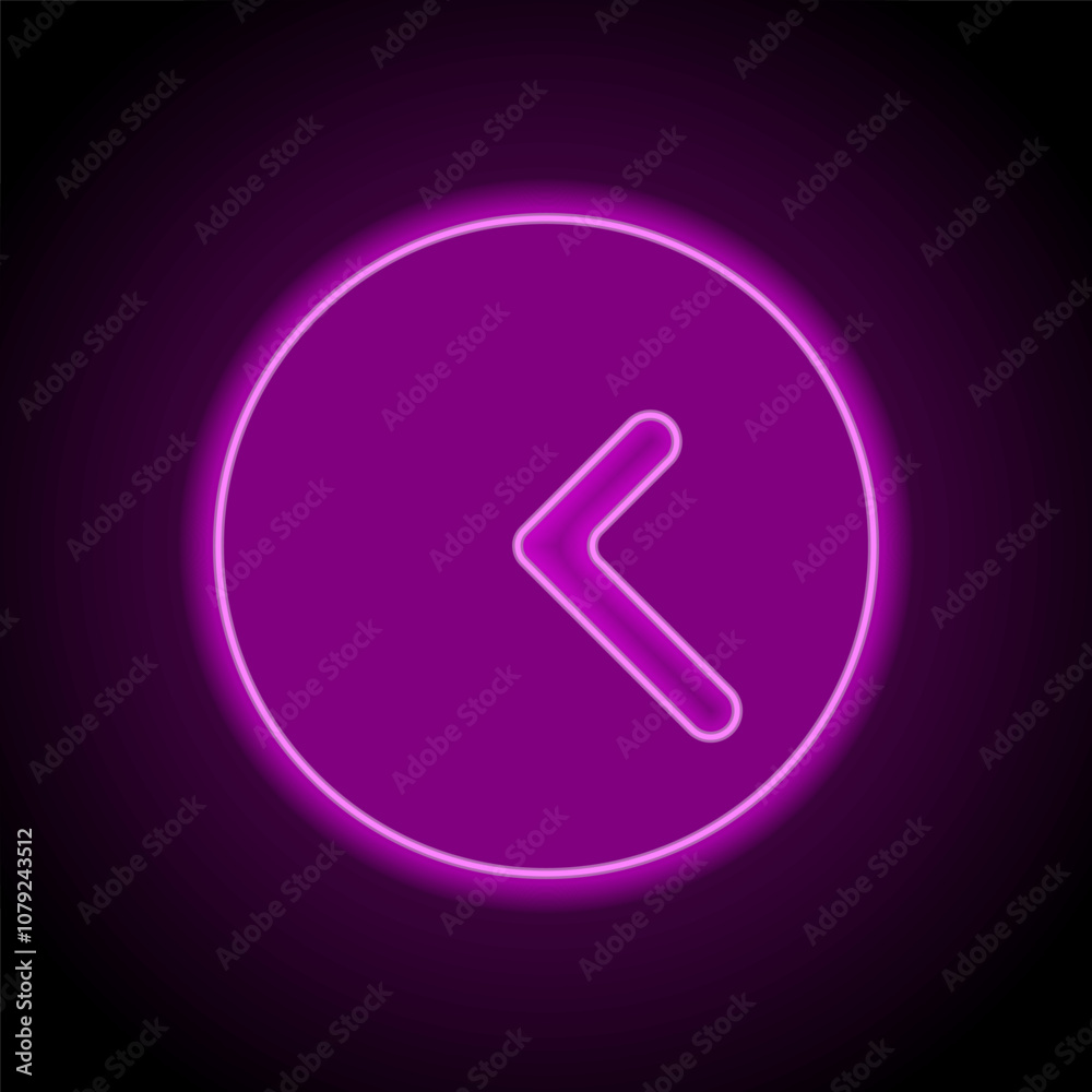 Clock simple icon vector. Flat design. Purple neon on black background Clock simple icon vector. Flat design. Purple neon on black background