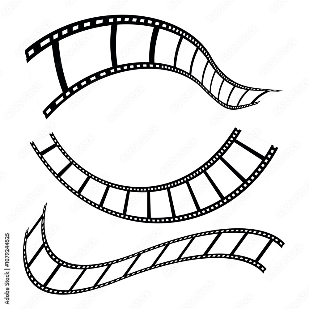 Fototapeta premium Set of realistic film or movie reels strips vector image. movies film background with film roll