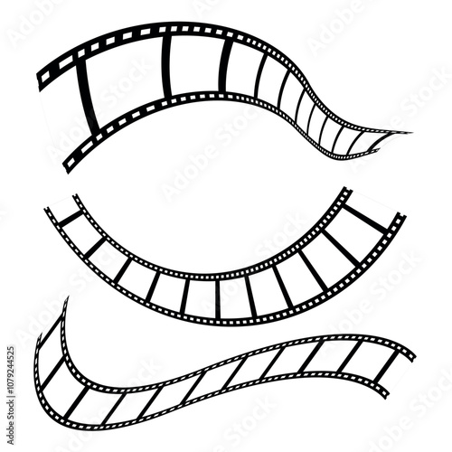 Set of realistic film or movie reels strips vector image. movies film background with film roll