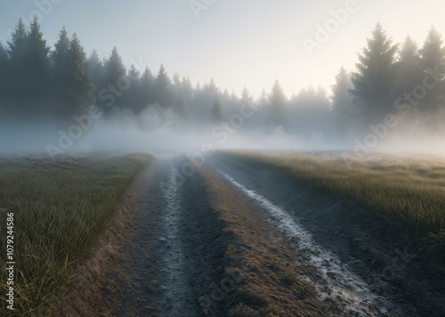 Enchanted Meadow's Whisper: A Tapestry of Dawn Mist