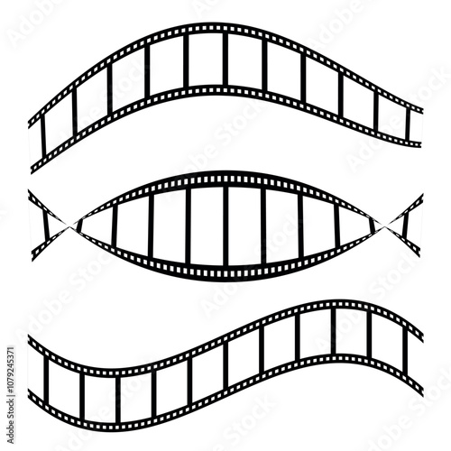 vector film strip. 3d film roll set. Film strip set vector image. set of film icons