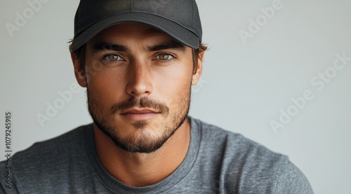 Close-up portrait of a young man wearing a black cap and looking directly at the camera.