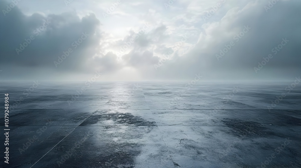Obraz premium Dark Grey Cloudy Sky with Stone Floor Background