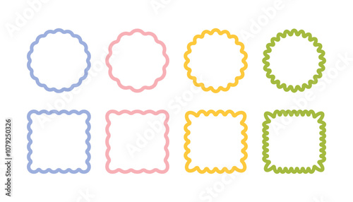 Wavy edges round and square frames set.