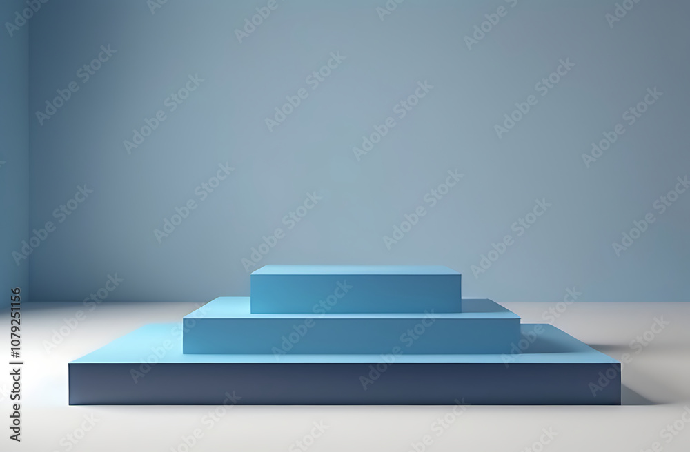 Modern podium with blue base on clean background for presentations and exhibitions. 3D Rendering Modern podium with blue base on clean background for presentations and exhibitions. 3D Rendering