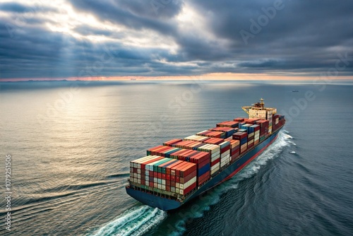 Cargo Ship Sailing on Calm Ocean Waters