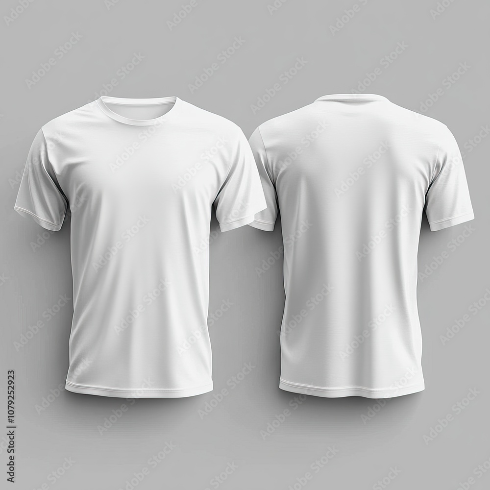 Minimalistic white t-shirt mockup showcasing front and back views. AI generated image Minimalistic white t-shirt mockup showcasing front and back views. AI generated image