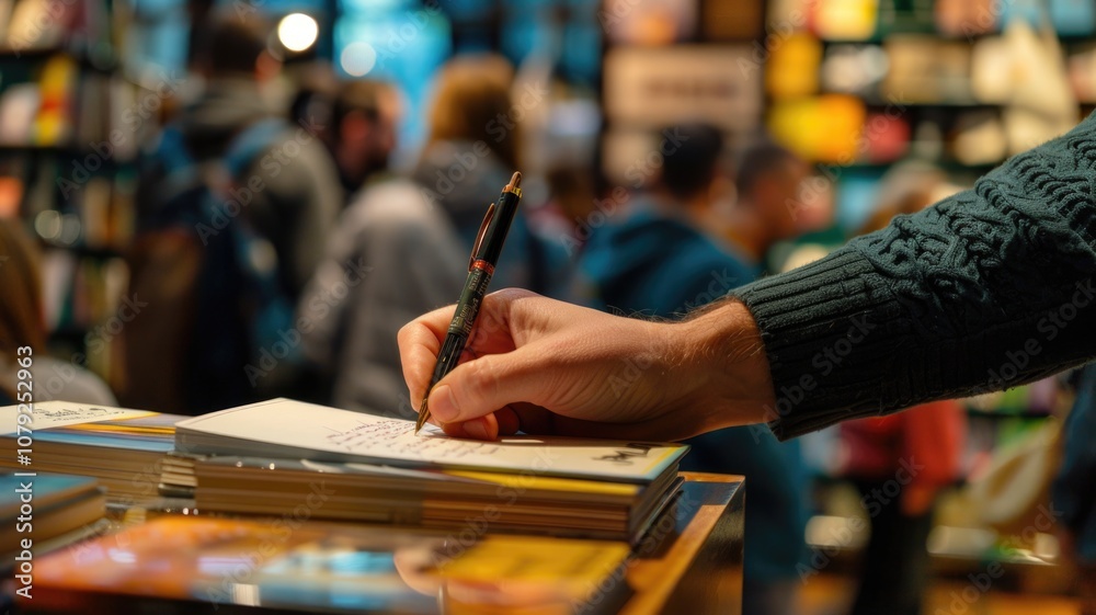 Author Signing a Book at a Bookstore Event Author Signing a Book at a Bookstore Event
