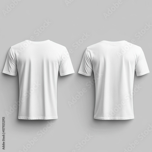 Minimalistic white t-shirt mockup showcasing front and back views. AI generated image