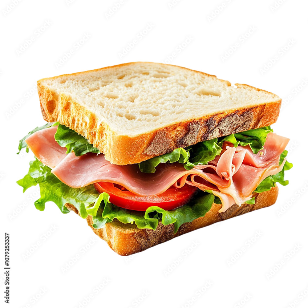 custom made wallpaper toronto digitalFresh bread sandwich with ham, lettuce and tomato, banner isolated on transparent background.