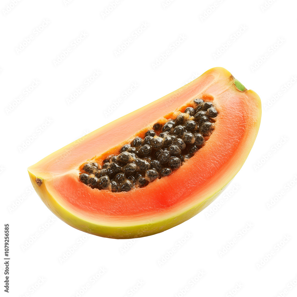 Fresh papaya fruit slice isolated on a transparent background showcasing its vibrant color and unique texture, papaya fruit slice isolated on transparent background Fresh papaya fruit slice isolated on a transparent background showcasing its vibrant color and unique texture, papaya fruit slice isolated on transparent background