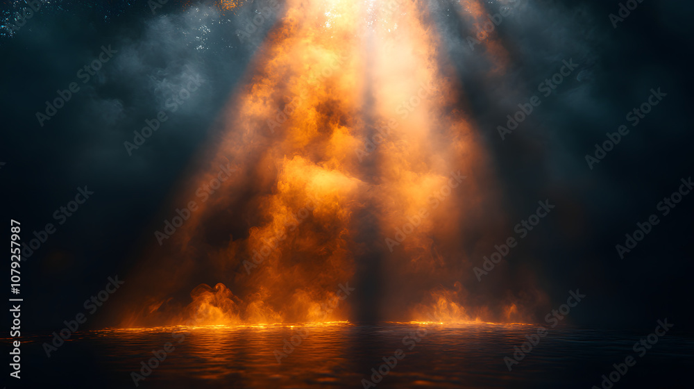 A beam of golden light shines down from the top left corner, creating a soft, ethereal glow that illuminates the surrounding space. The light symbolizes hope, inspiration, and a sense of divine guidan A beam of golden light shines down from the top left corner, creating a soft, ethereal glow that illuminates the surrounding space. The light symbolizes hope, inspiration, and a sense of divine guidan