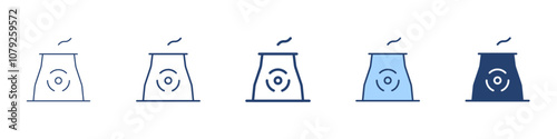 Nuclear plant icon Symbol set collection