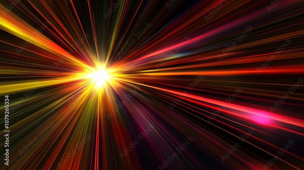 Bright Rays of Light in Dark Space Background Bright Rays of Light in Dark Space Background