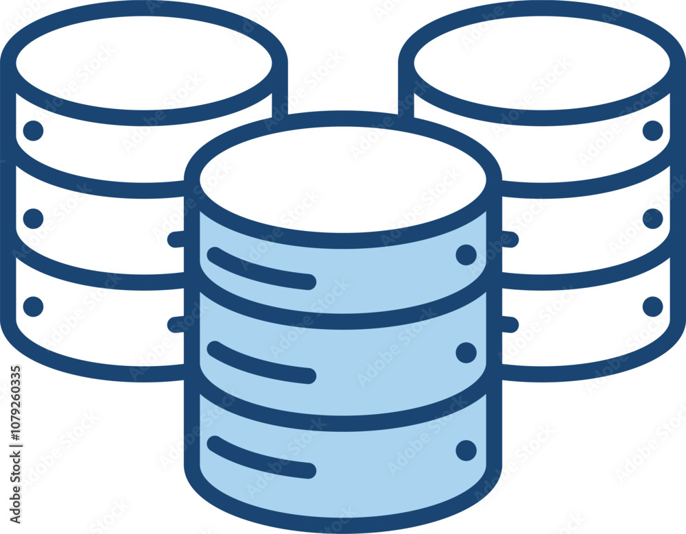 Edge Data Storage Icon . Stack of Data Disks with an Edge Symbol. Blue Vector Outline style. Edge Data Storage Icon . Stack of Data Disks with an Edge Symbol. Blue Vector Outline style.