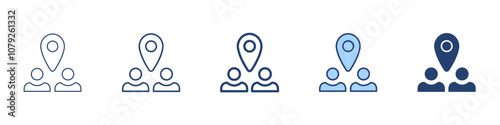 Assembly point icon Symbol set collection