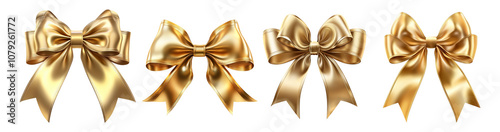 3D bow set Isolated on transparent background, png.