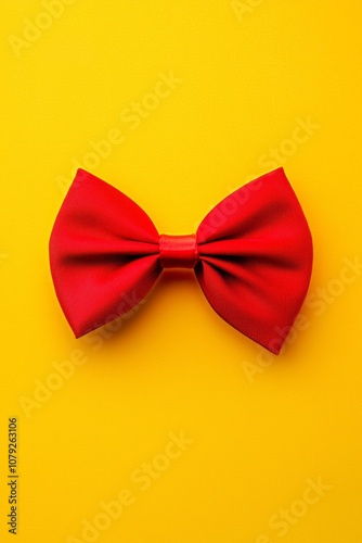 Red bow on a yellow background